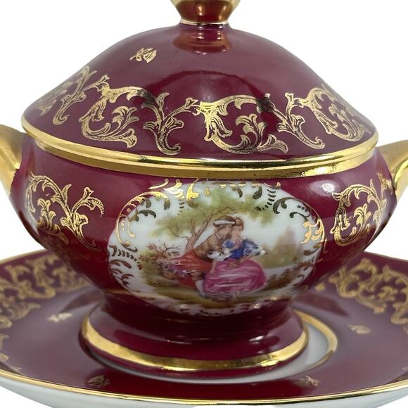 Limoges‎ France Porcelain Covered Dish with Plate Gold Trim Floral Decor - Picture 5 of 16